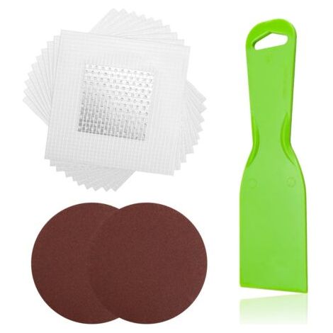 10 Pièces Patch de Réparation de Mur, Kit Reparation Mur Patch avec Grattoir et Papier de Verre, Autocollants Muraux en Maille Auto Adhésifs pour Réparer les Trous de Graffitis Dans les Murs