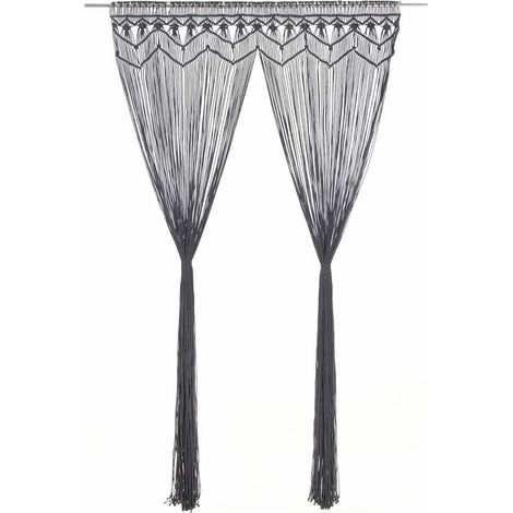 Rideau en macramé Anthracite 140x240 cm Coton (1/5)