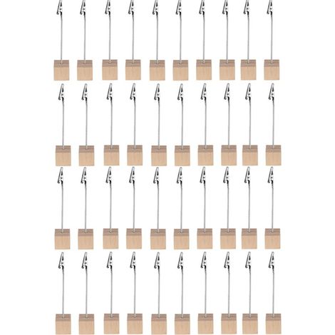 20er-Packung Foto-Memo-Clips aus Holz mit Ständer, Namensschilder für Büro, Hochzeiten, Partys, Dekoration, Schwarz (1/5)