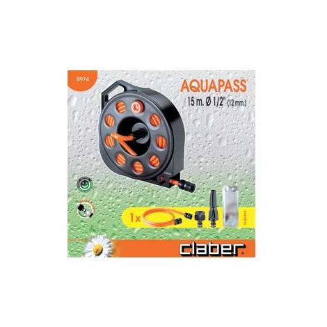 Claber Avvolgitubo Aquapass 15 metri con accessori per irrigazione (1/2)