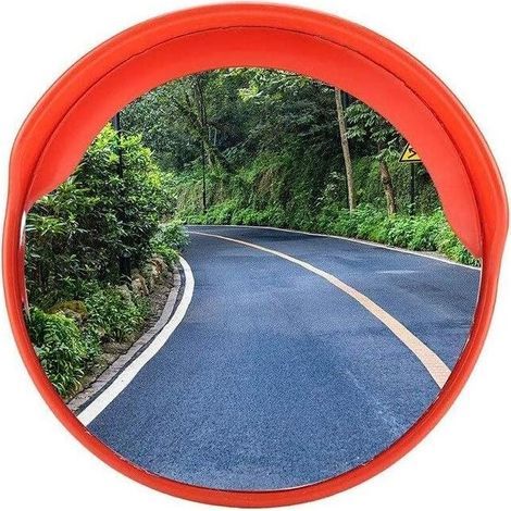 Rosvola 60 cm Verkehrsspiegel, professionell, wetterfest, für Innen und Außen, rot (1/5)