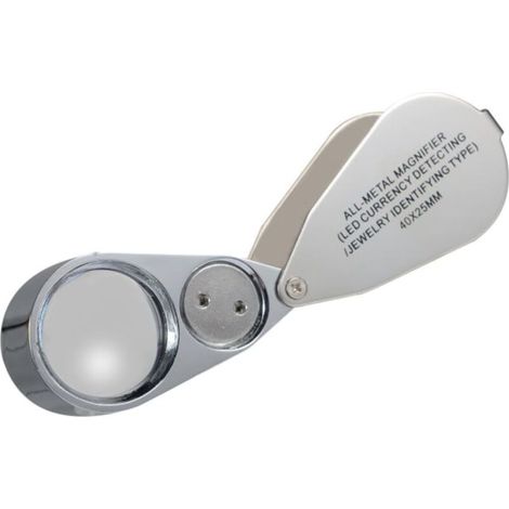 1 pièce,Loupe pliable en métal à grossissement 40X avec LED (1/4)