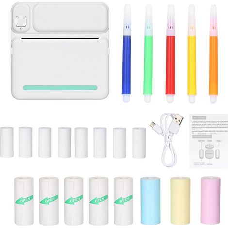 Irovami Imprimante thermique portable verte – Bluetooth, notes/photo – Idéal pour mémos, étiquettes, déplacement (1/5)