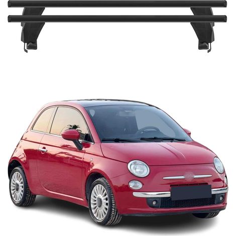 OMAC Dachträger Querträger Alu für Fiat 500/500e/500EV/500 Hybrid (312/332) 2007-2026 – Abschließbar – T-Nut – City-Crash-getestet – Max. 50 kg Schwarz (1/5)