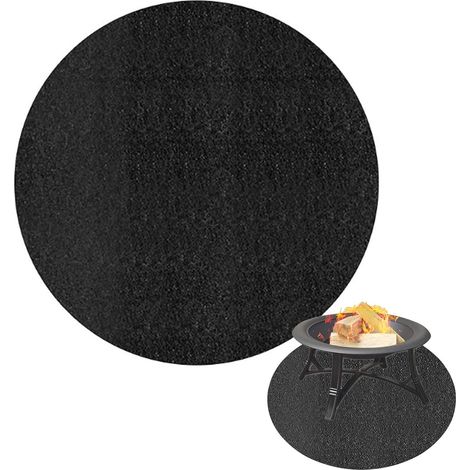 Tapis pour Foyer, 24'' Tapis sous de Gril Coussin de Foyer pour Protéger Terrasse Pelouse Contre Dommages de Chaleur, idéal pour Extérieur Brûlant du Bois Gril à Charbon Fumoir à BBQ Brasero, Noir (1/5)
