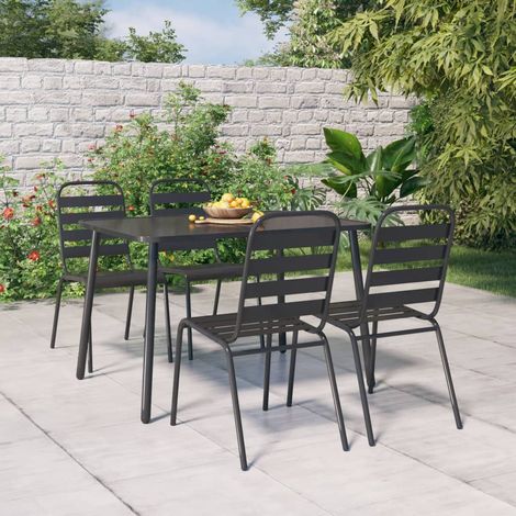 Ensemble à manger de jardin 5 pcs-Salon de jardin-Ensemble repas d'extérieur anthracite acier 726711 (1/5)