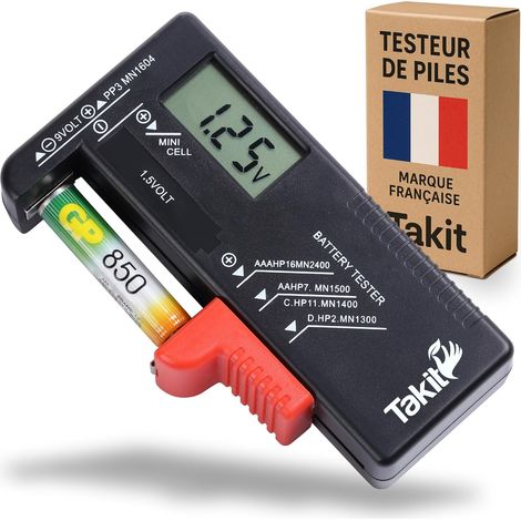 Tester digitale per batterie AA, AAA, C, D, PP3, 9 V, 1,5 V, batterie a bottone - Senza batteria (1/4)