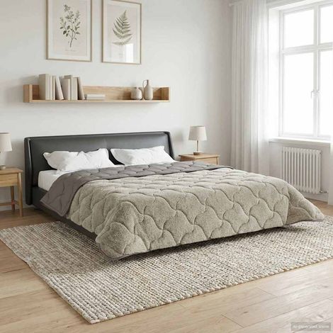 Ganzjahresbettdecke Gepolstert Hellgrau 200 x 200 cm