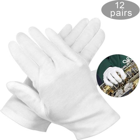 gant blanc coton,gant blanc,gants tissu blanc,gants de travail blanc,gants hydratants,gants pour inspection de bijoux,gants de protection blanc (1/5)