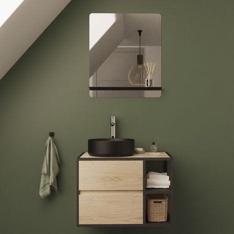 EDISSON Einzelwaschtisch-Unterschrank 70 cm + Waschbecken + Spiegel (1/5)