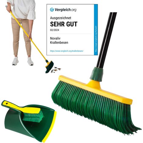 Novaliv Kehrgarnituren  Besenkopf mit Stiel und Handfeger mit Kehrschaufel (1/5)