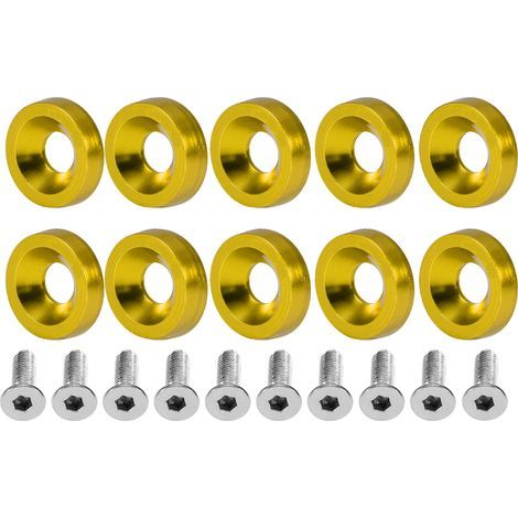 Rondelles et Boulons,Fydun Lot de 20 M6 Rondelle de Pare-Chocs en Acier Inoxydable en Aluminium Vis 6mm(Or).. (1/5)
