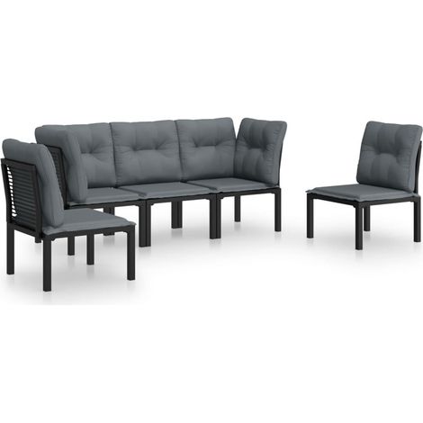Maison Exclusive - 5-tlg. Garten-Lounge-Set Schwarz und Grau Poly