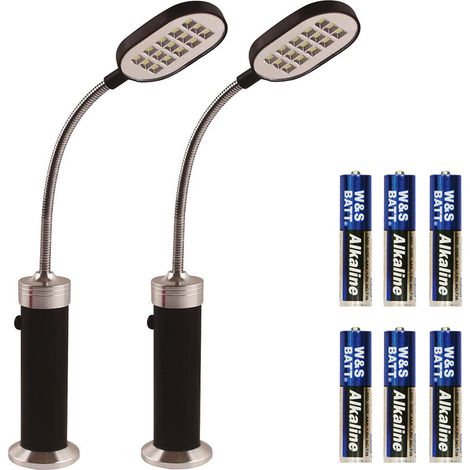 Filiyano-Lot de 2 lampes pour barbecue avec base magnétique, LED ultra-lumineuses, bras flexible à 360°, résistantes aux intempéries, piles incluses (1/5)