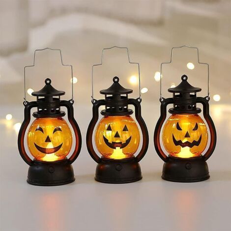 3PCS Luminous Flash Pumpkin Lantern for Kids Outdoors, LED Lights with Battery Operated Halloween Decorations, Indoor Outdoor Light Decor Ornaments Yellow Energy Class A+： (1/5)