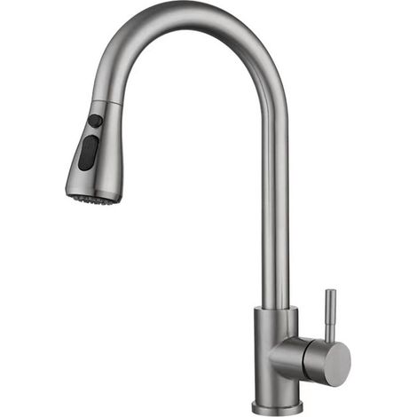 Robinet de cuisine, inox, tête de douche rétractable, accessoire de cuisine pratique, matériaux alimentaires sûrs (1/4)