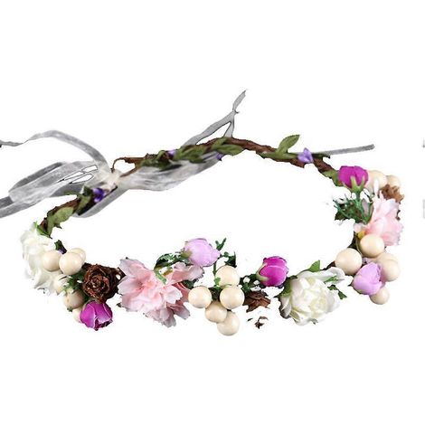 Bandeau floral, couronne de cheveux de mariée, guirlande de fleurs artificielles, accessoire de coiffure pour mariage, fête à la plage, séance photo