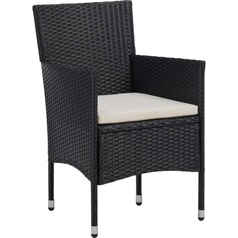 Chaise de jardin tissu et résine tressée noire Fatis - Lot de 2 (1/3)