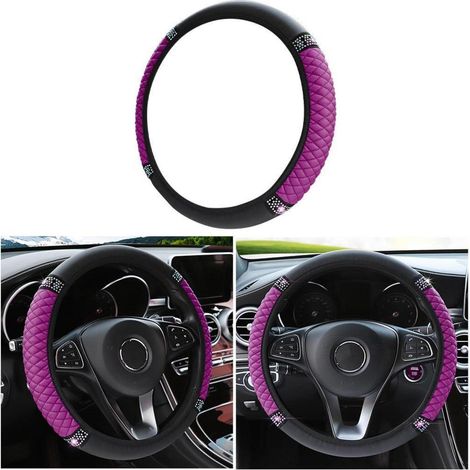 Lenkradbezug Auto Lila Diamant PU Leder Universal 37-38cm (1/5)