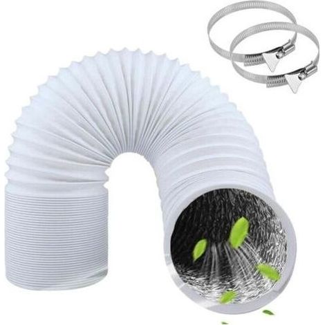 Tuyau d'évacuation flexible 125 mm – Longueur 3 m – Gaine en aluminium – 2 colliers de serrage inox pour climatisation et déshumidificateur (1/4)