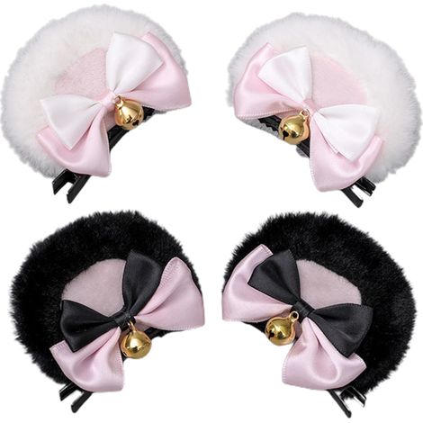 Pinces À Cheveux Oreilles Dours - Design Ours En Peluche Avec Nœud - Pour Filles - Lot De 2 (1/5)