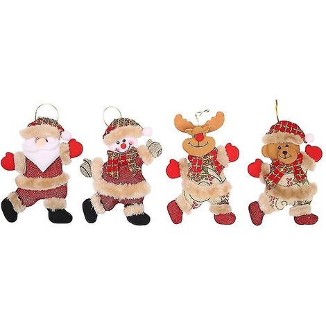 Accessoires pour sapin de Noël, petites poupées de Noël, bonhomme de neige âgé dansant, cerf, ours, marionnette en tissu, petite (1/5)