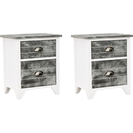 Mesitas de noche con cajones 2 unidades gris y blanco vidaXL