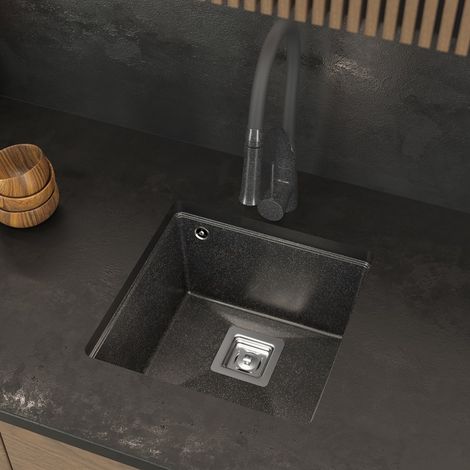 Granitan Évier Suspendu En Granit Napo 420 - Noir (1/5)