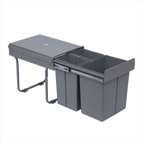 Poubelle coulissante 40L pour tri sélectif sous évier avec 3 bacs (1/5)