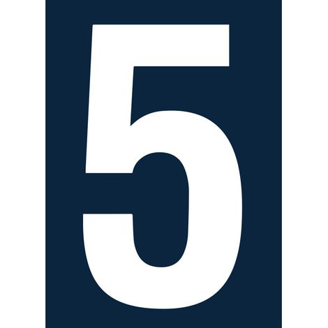 Novap – Chiffre 5 en plastique – Numéro de porte bleu – Dimensions 6.5x6.5x9 cm – Fixation adhésive pour surfaces lisses (1/4)