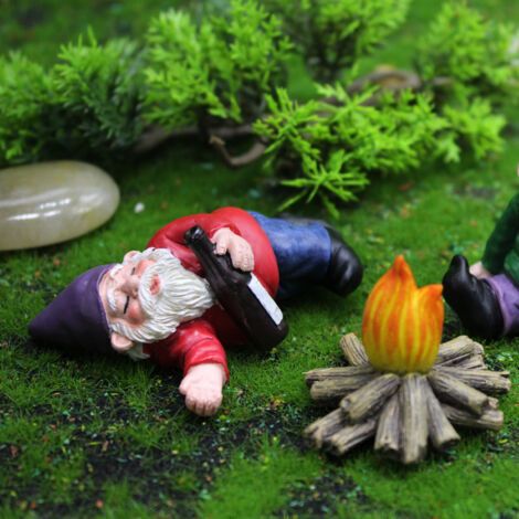 BUNTHAUS Décoration de jardin de Noël, nain de jardin ivre et allongé, figurine créative (1/5)