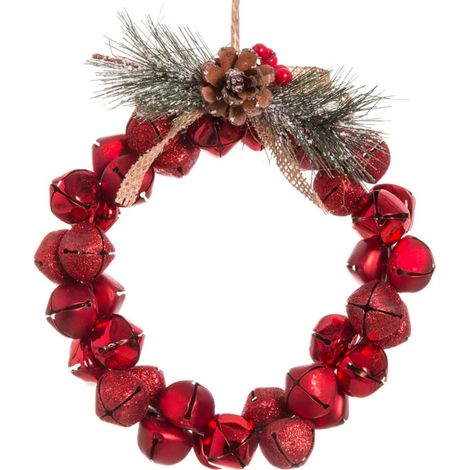 Couronne de l'Avent décoration Noël grelots rouges (1/3)