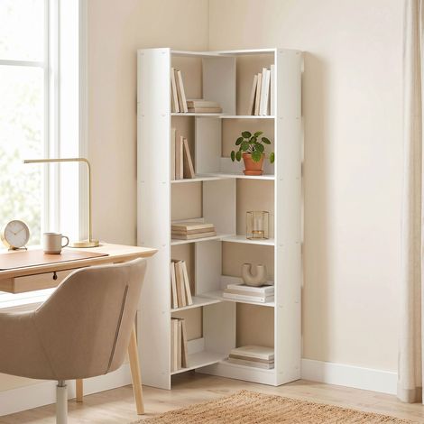 Estantería Expandible 5 Niveles Giratoria 350° Ancho Ajustable Convertible en en L Recta o Compacta 111,5x23,8x163,7 cm (1/5)