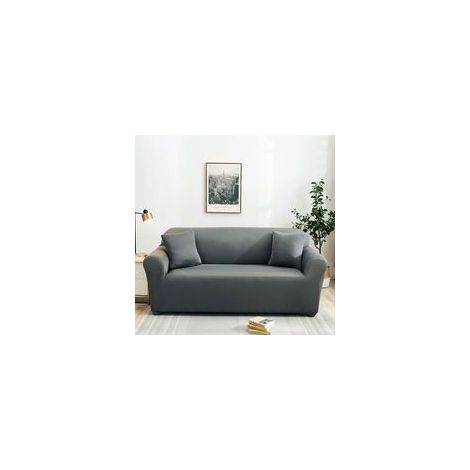 1 Dreisitzer-Sofabezug, dehnbar 190–235 cm, anthrazitgrau, fleckenabweisend, für Wohnzimmer oder Lounge (1/5)