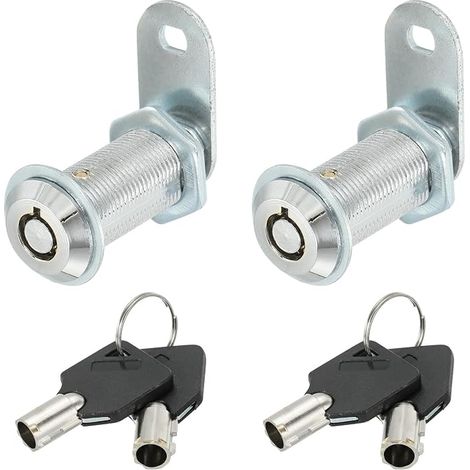 Furniture Lock with Key, 2 Pcs 1-4/7" (40mm) Different Cam Lock Cylinder Lock Zinc Alloy Tubular Cam Drawer Locks Removable Key (1/5)