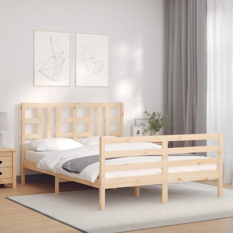 Bed Frame without Mattress Double Solid Wood Pine vidaXL (1/5)