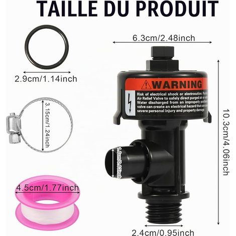 Manual Discharge Valve, Air Discharge Valve Assembly Replacement for Pool and Spa Filters with O-Ring Clip Tape (1/4)