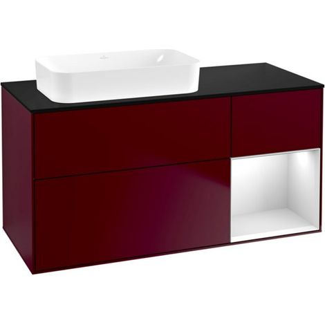 V&B Waschtischunterschrank Wandbeleuchtung Finion 120x60 cm, Reg re wh. m Lac, Peony Matt (1/2)