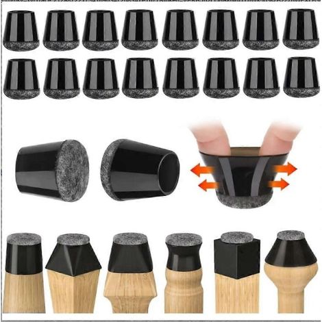 Patins de protection pour pieds de chaise, en silicone, noirs, petits, 14-18 mm (1/4)