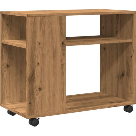 Meuble d'appoint console sur roulettes avec étagères 70 x 35 x 60 cm en bois d'ingénierie brun DEC032326