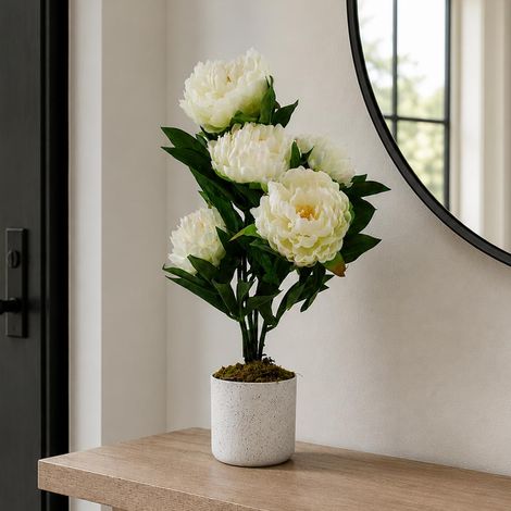 55cm Artificial White Peony Plant Premium (1/5)