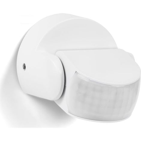 Détecteur de Mouvement Extérieur, Détecteur de Mouvement Infrarouge 180°/ portée 12 m, IP65, Sensibilité 3-2000Lux, Durée de commutation 10S à 15 Min, pour Intérieure et Extérieure (Blanc) (1/5)
