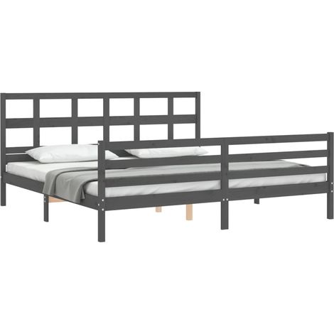 Massivholzbett mit Kopfteil Grau 200x200 cm vidaXL (1/5)