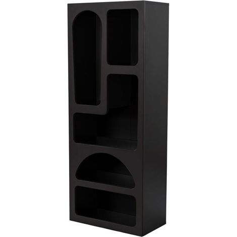 Asir Group Llc – Bibliothèque 5 niches en panneau de particule mélaminé – Noir – Dimensions 60x150x32 cm – À poser au sol (1/5)
