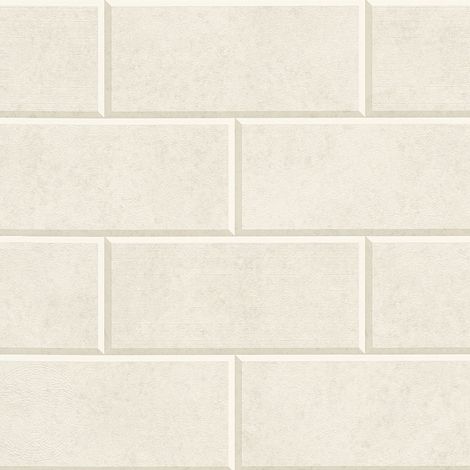 Papier peint blanc crème effet brique Tapisserie brique moderne pour salle à manger Papiers peints imitation pierre pour cuisine (1/4)