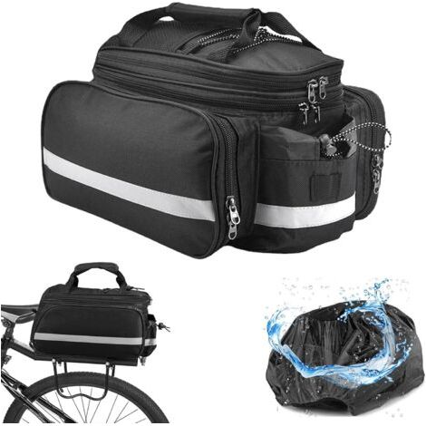 Sacoche Velo Porte Bagage Arriere Sac de Cadre Velo 3 en 1 25L Étanche Sacoche Vélo avec Couvercle de Pluie Sac Velo Electrique Arrière pour Vélo/VTT Bicyclette Outdoor Voyage (Noir) (1/5)