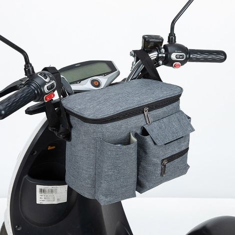 Sacoche de vélo électrique gris clair, rangement imperméable, poche latérale moto, panier arrière cyclisme, housse de pluie incluse (1/5)