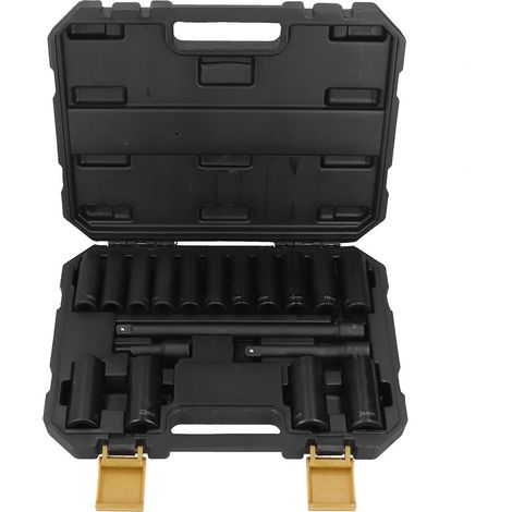 Jeu de douilles à chocs profondes 1/2 pouce 18 pièces 6 pans métrique 10mm-24mm (1/5)