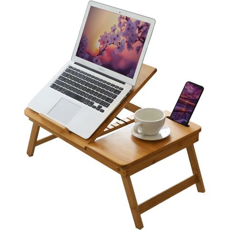 Table pour ordinateur portable en bambou - réglable (1/5)