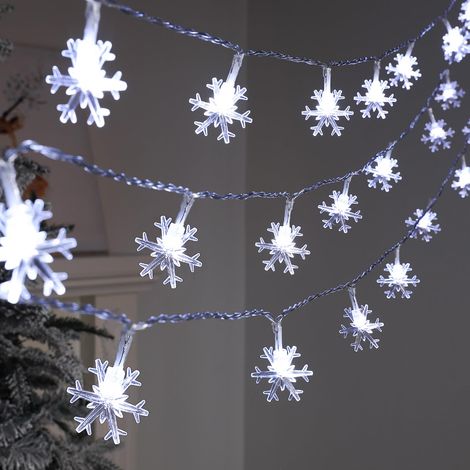 Beijiyi – Guirlande lumineuse solaire 30 LED 6,5m – Flocons de neige – Étanche IP55 – 8 modes d'éclairage – Décoration Noël jardin terrasse